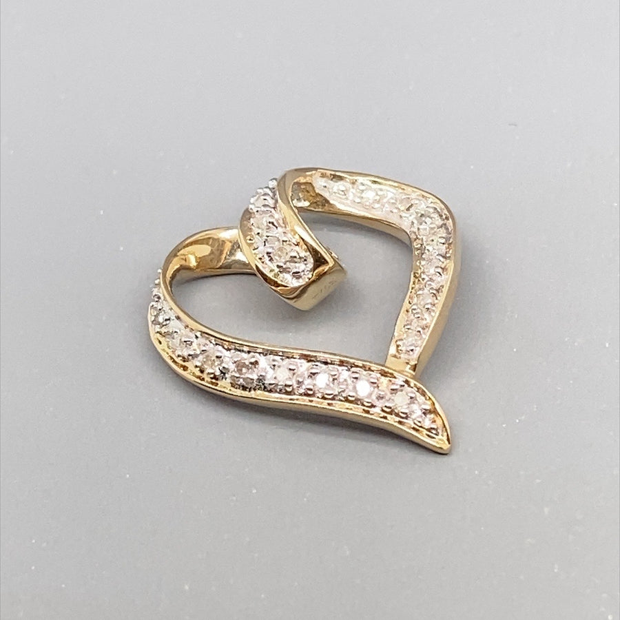 9ct Yellow Gold Diamond Heart Pendant (c. 0.20ct)