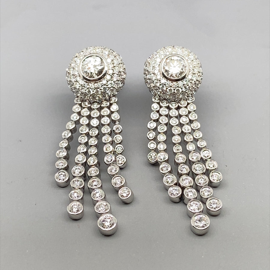 18ct White Gold Diamond Drop Fancy Earrings (c. 2.00ct)