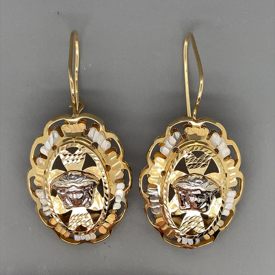 14ct Bi-Colour Medusa Drop Earrings