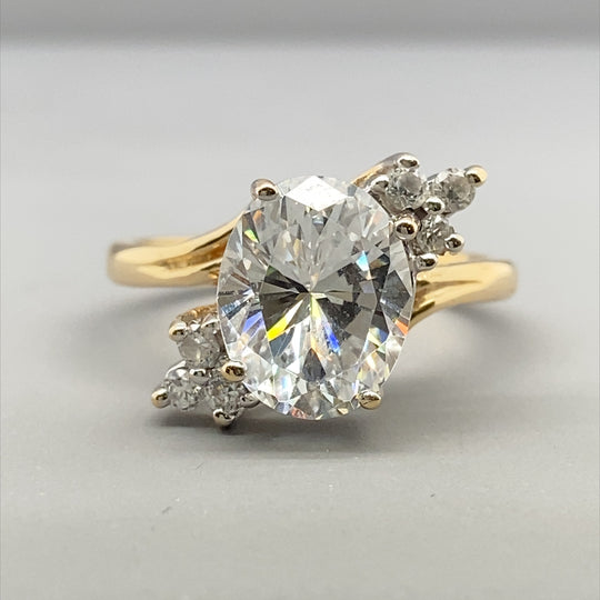 9ct Yellow Gold Cubic Zirconia Dress Ring - Size L 1/2