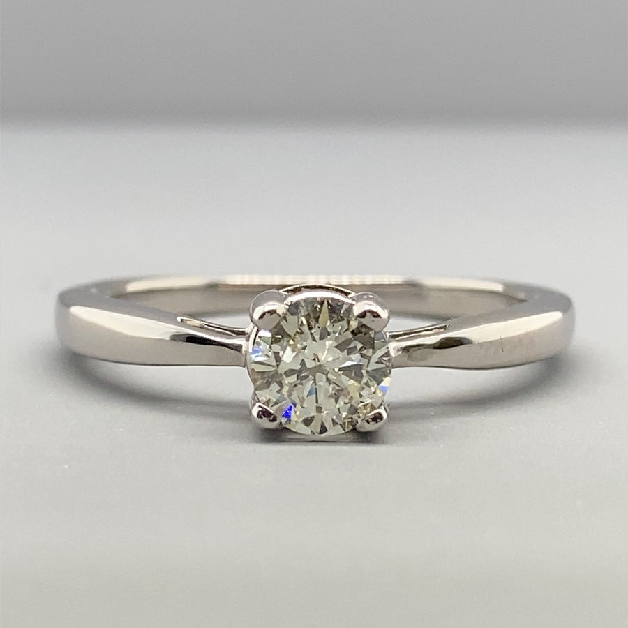 9ct White Gold Single Stone Diamond Ring (c. 0.50ct) - Size O