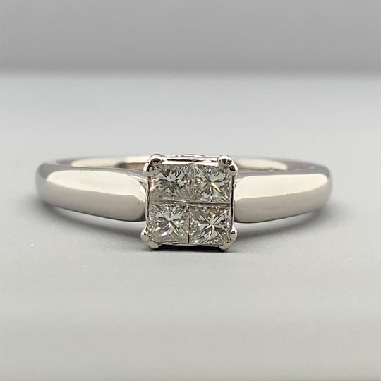 18ct White Gold Diamond Ring (c. 0.36ct) - Size M