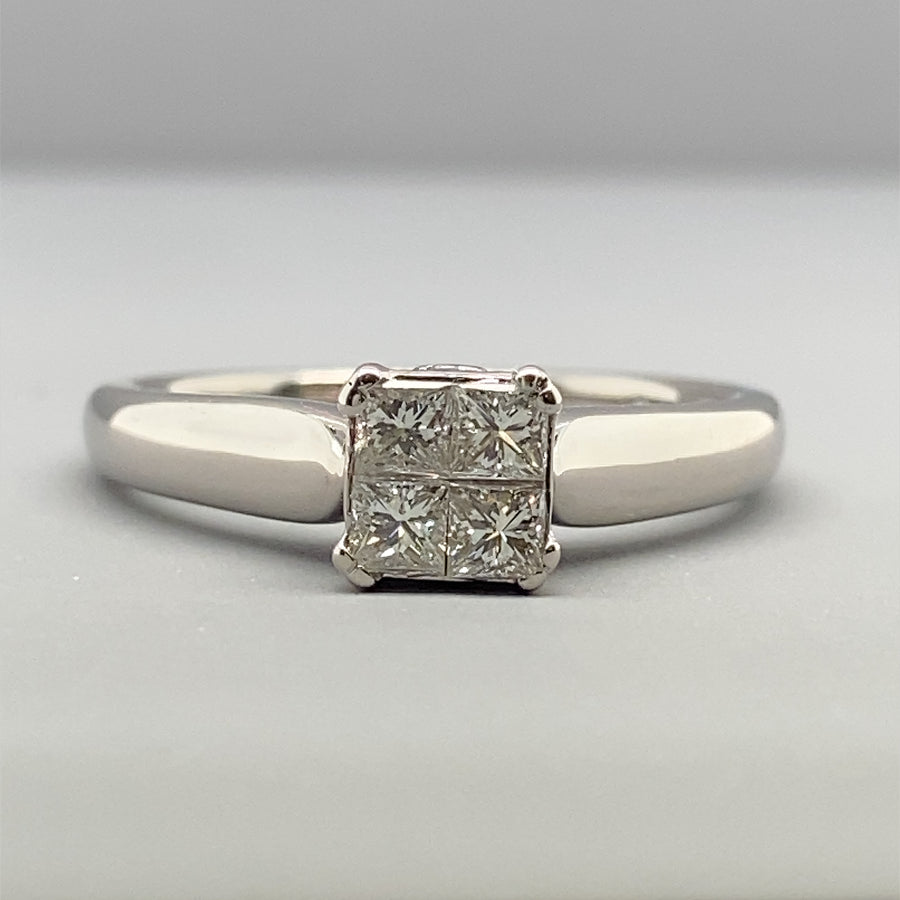 18ct White Gold Diamond Ring (c. 0.36ct) - Size M