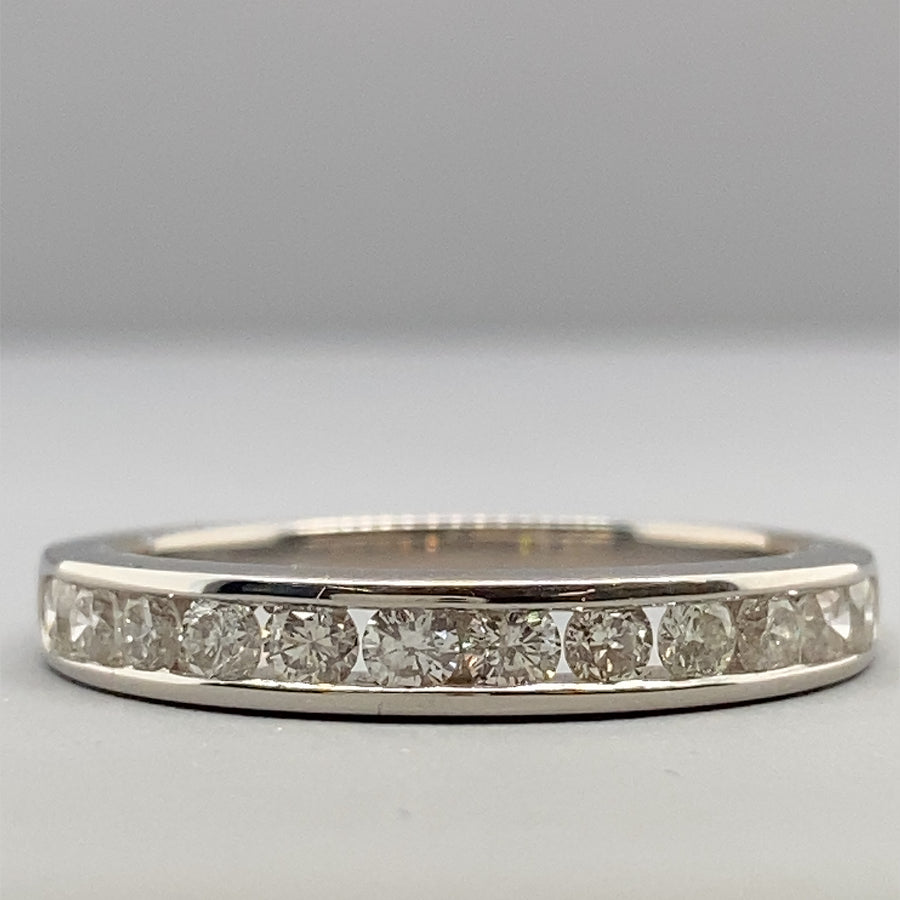 9ct White Gold Diamond Half Eternity Ring (c. 0.50ct) - Size O
