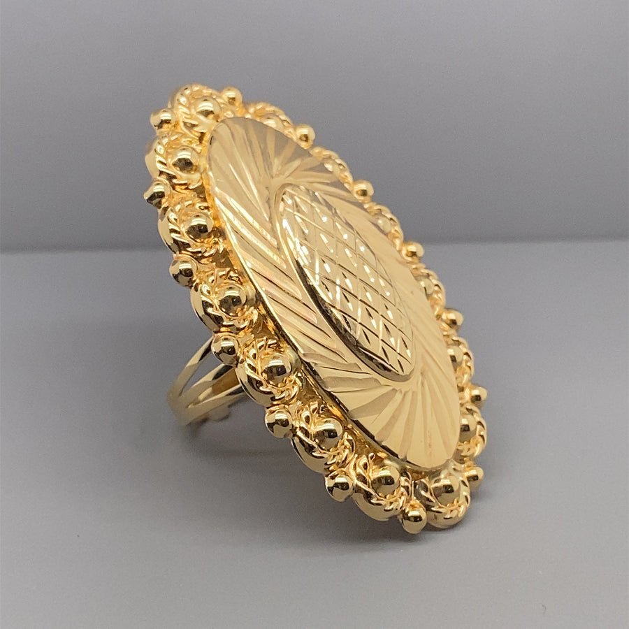 14ct Yellow Gold Fancy Dress Ring - Size S 1/2