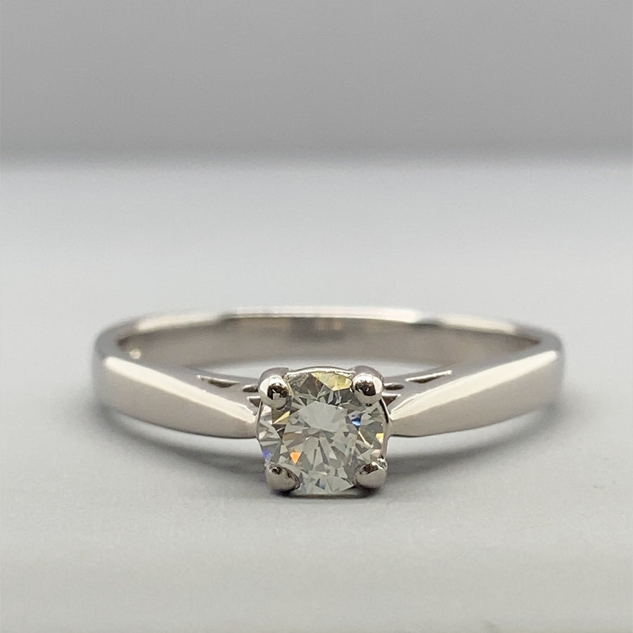 18ct White Gold Single Stone Diamond Ring (c. 0.40ct) - Size P 1/2