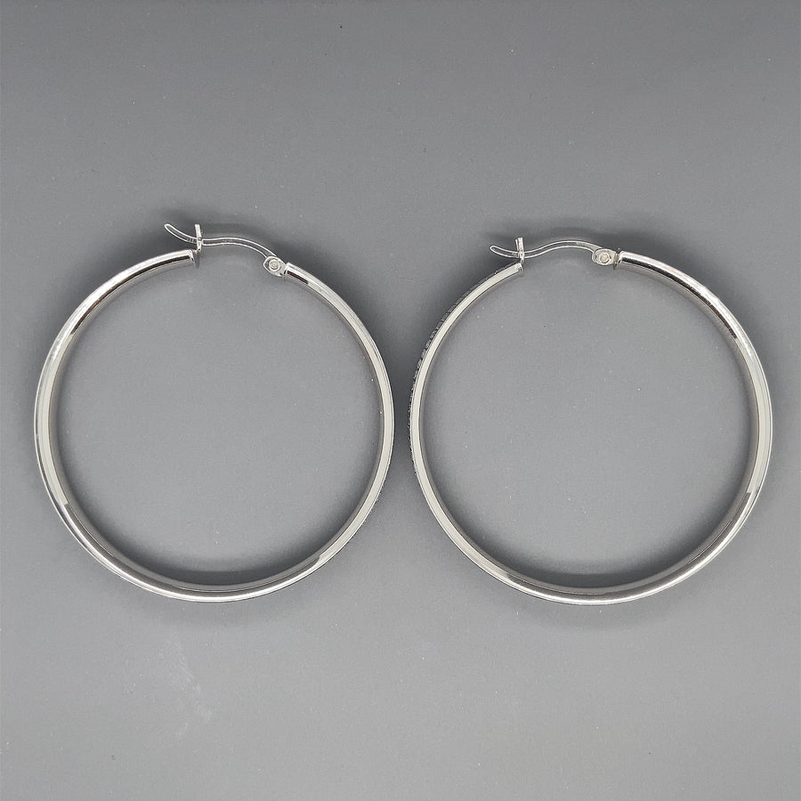 Sterling Silver Cubic Zirconia Moon Dust Hoop Earrings (NEW!)