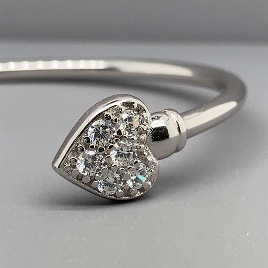 Sterling Silver Cubic Zirconia Hearts Torque Bangle (NEW!)