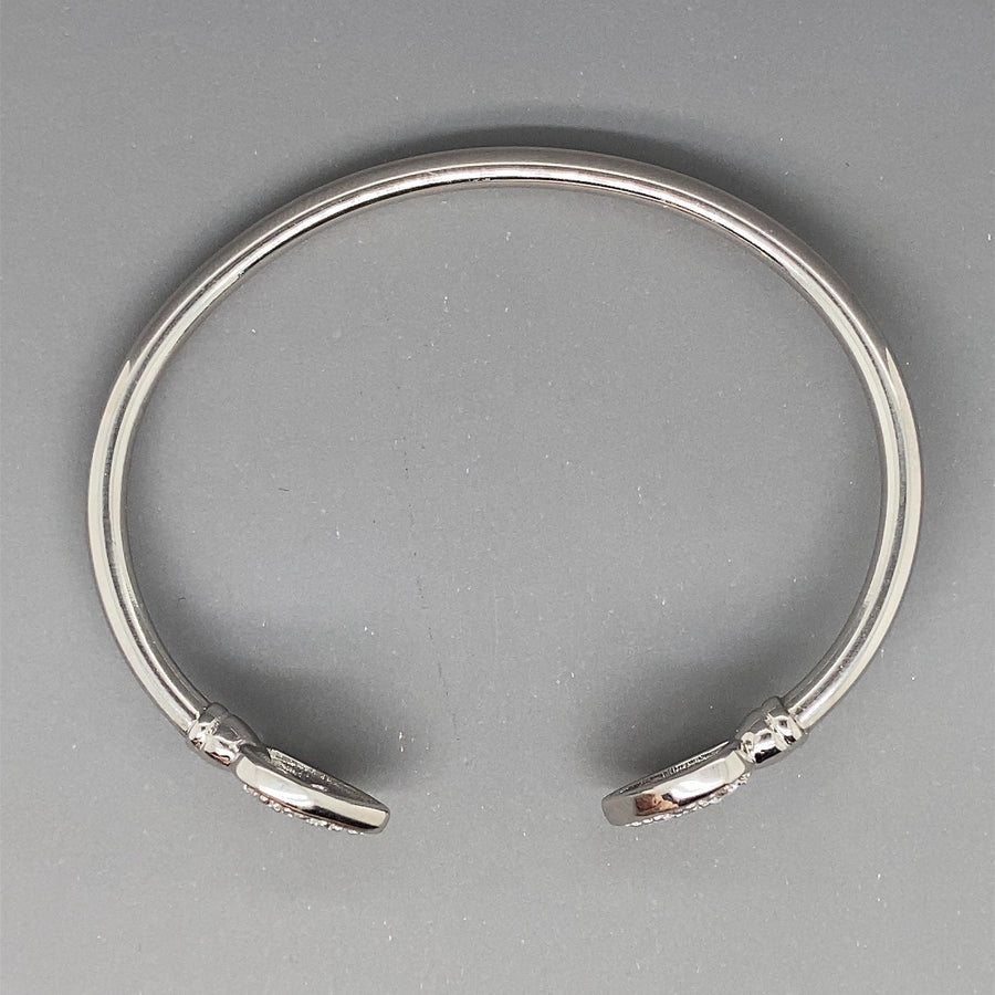 Sterling Silver Cubic Zirconia Hearts Torque Bangle (NEW!)