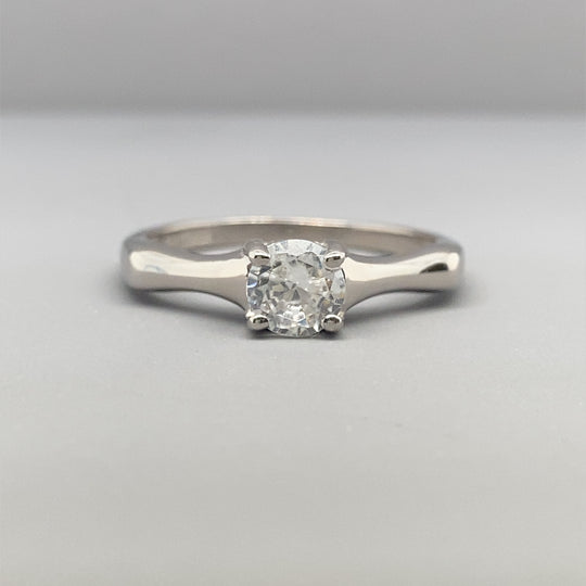 9ct White Gold Single Stone Cubic Zirconia Ring - Size L 1/2