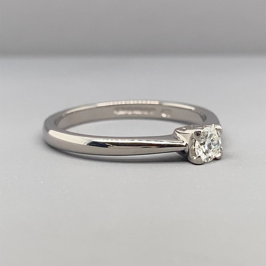 18ct White Gold Single Stone Diamond Ring (c. 0.20 - 0.25ct) - Size M