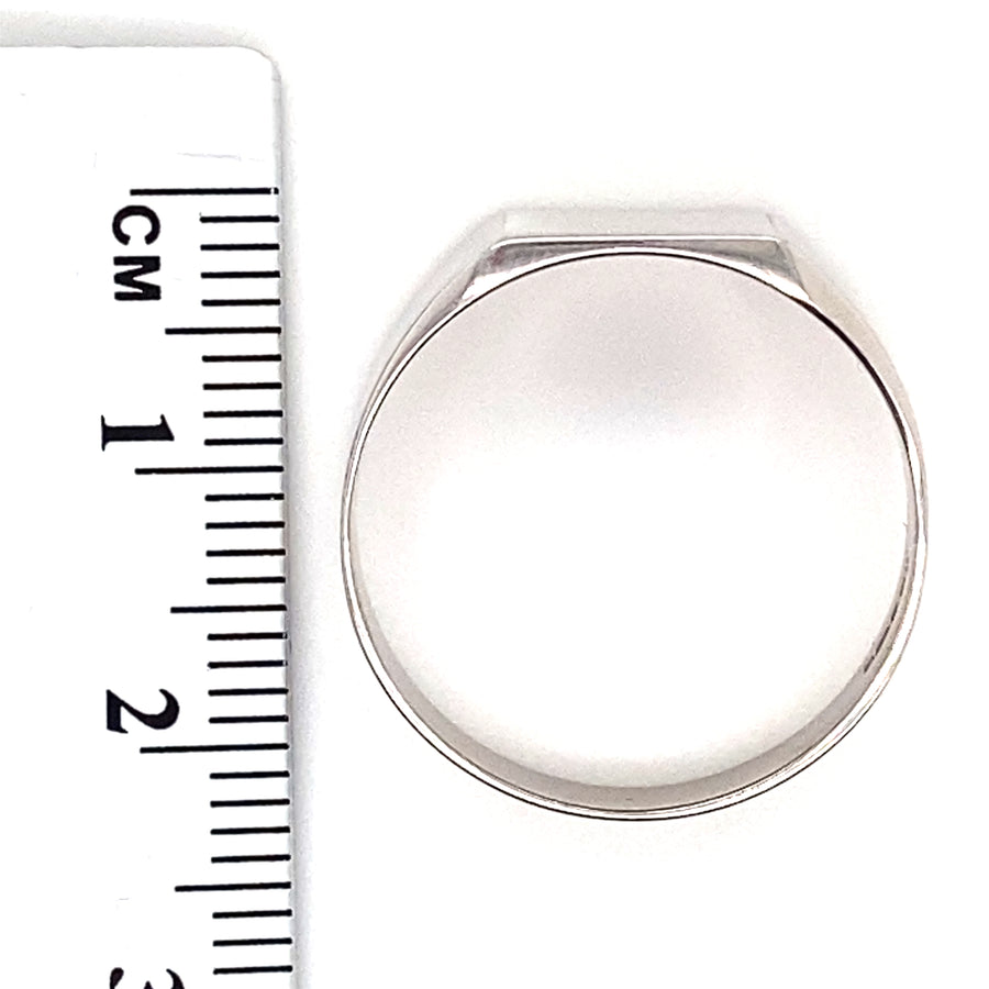 9ct White Gold Signet Ring - Size T 1/2