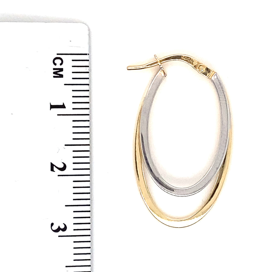 9ct Bi-Colour Double Oval Hoop Earrings (NEW!)