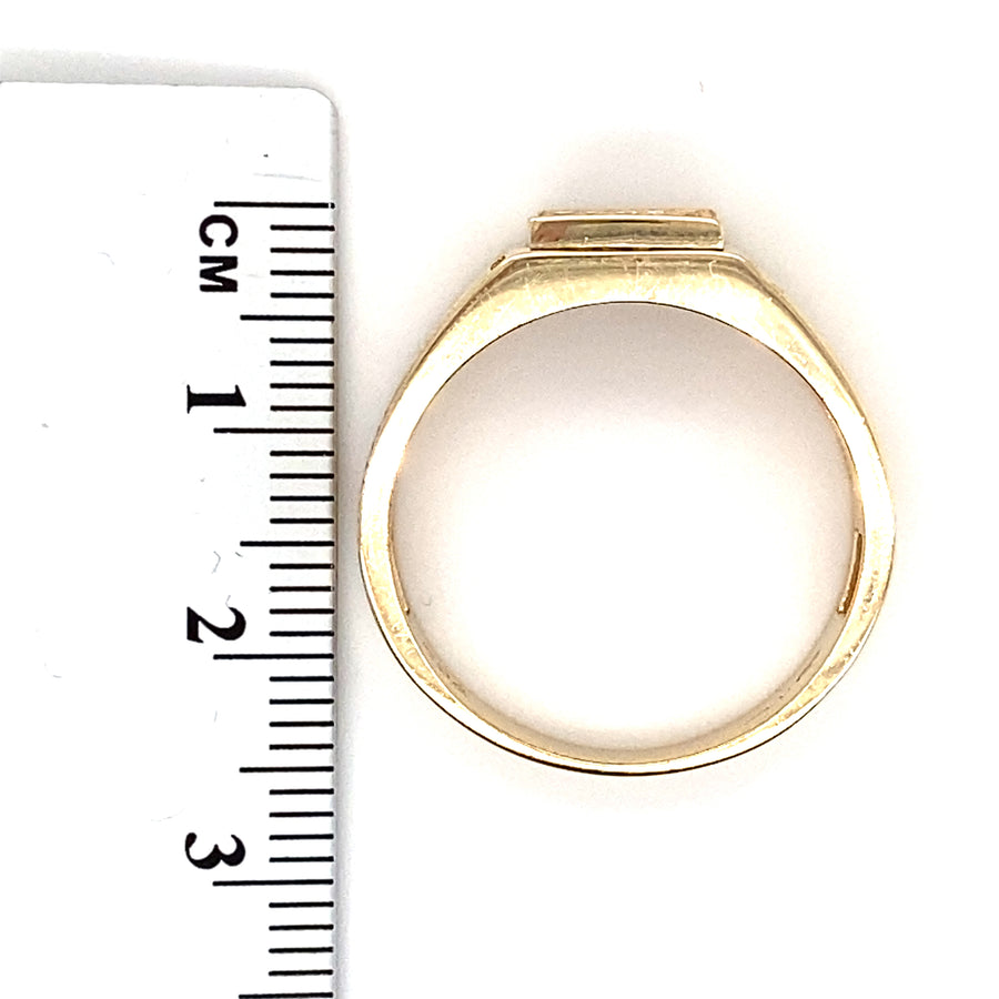 14ct Yellow Gold Cubic Zirconia Signet Ring - Size V
