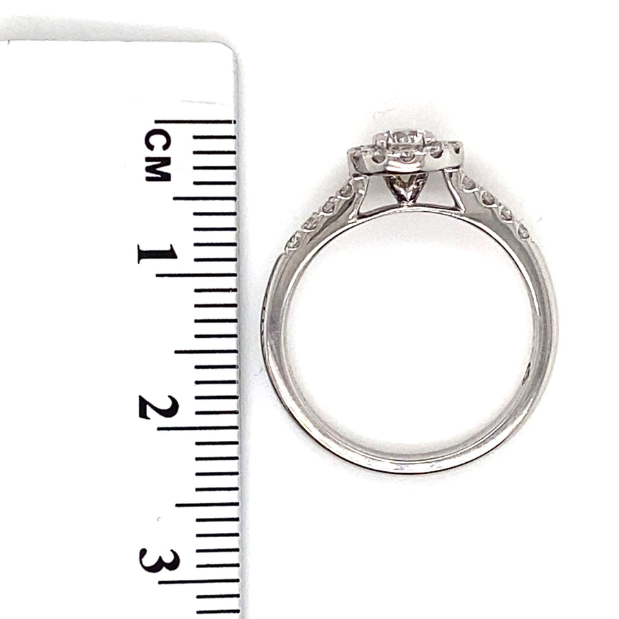 18ct White Gold Diamond Cluster Ring (c. 0.50ct) - Size K