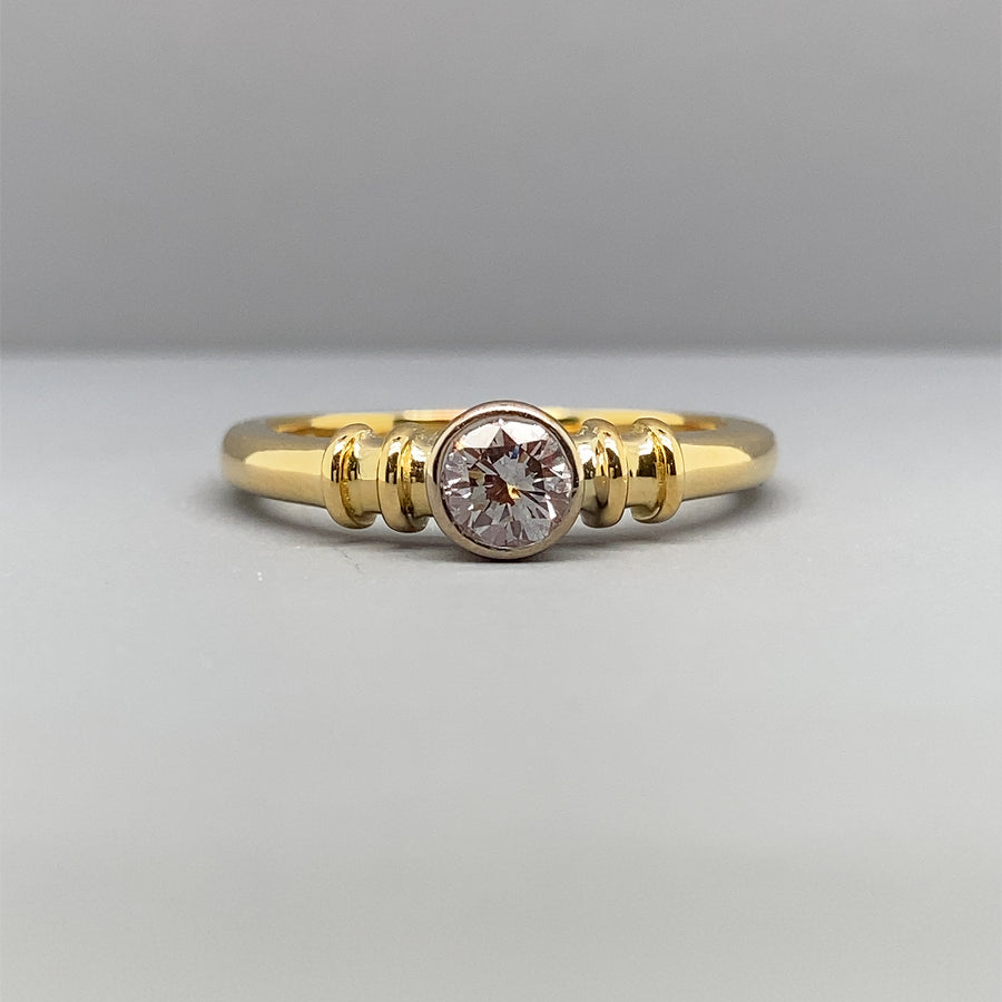 18ct Yellow Gold Single Stone Diamond Ring (c. 0.30ct) - Size O