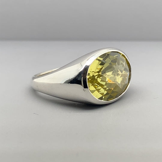 Sterling Silver Synthetic Stone Ring - Size T