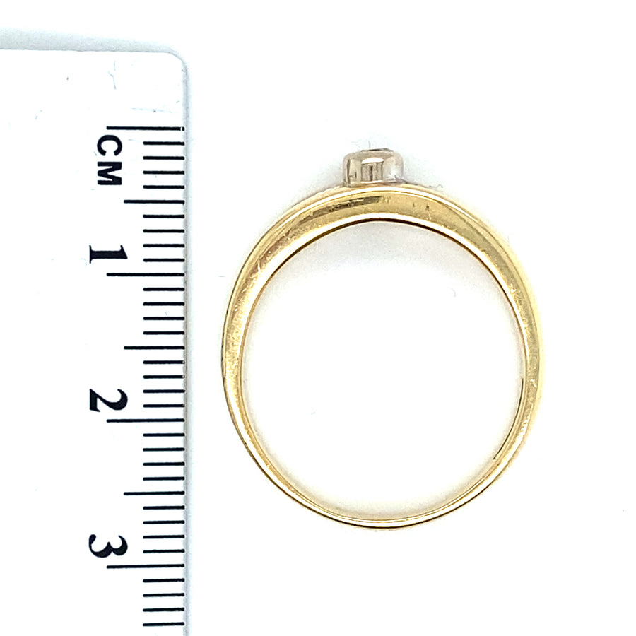 18ct Bi-Colour Single Stone Diamond Ring - Size S