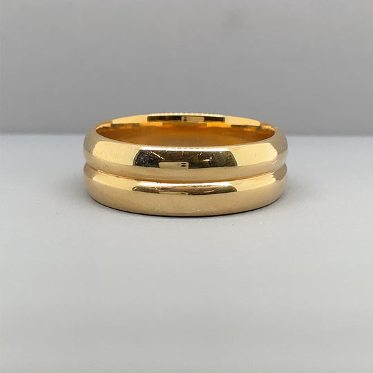 9ct Yellow Gold Two Row Band Ring - Size Y