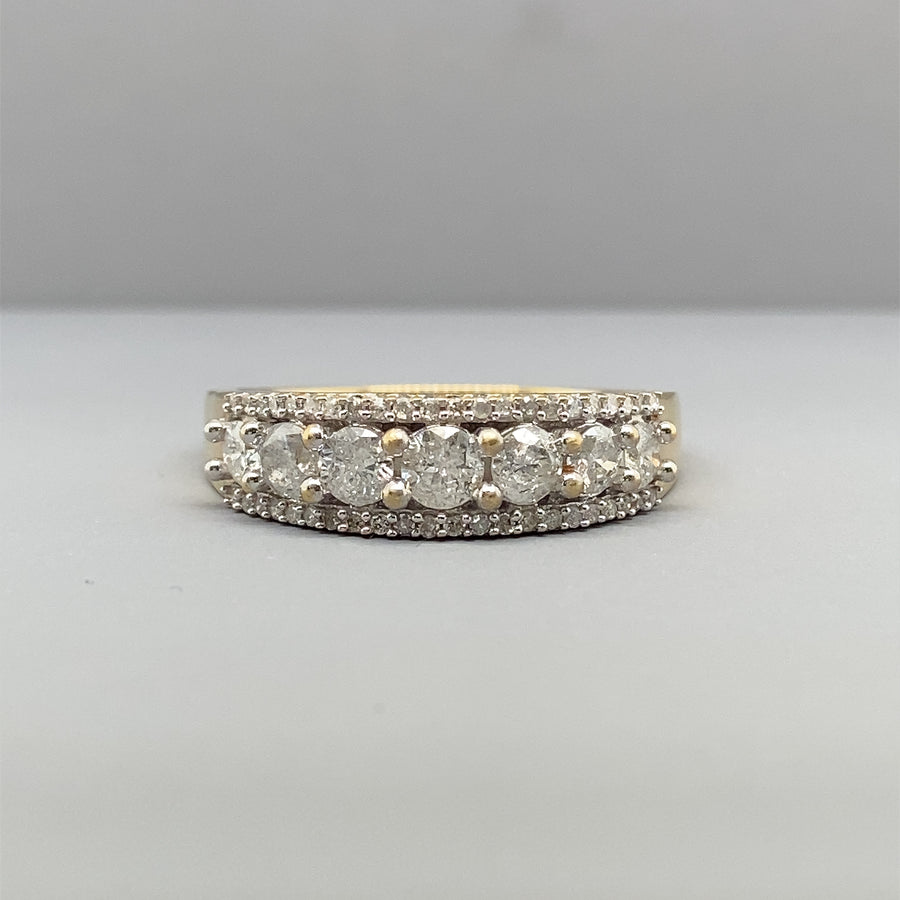 9ct Yellow Gold Diamond Ring (c. 0.90ct) - Size R 1/2