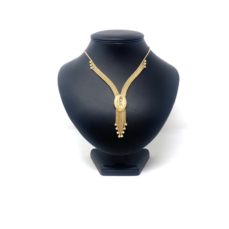 18ct Yellow Gold Fancy Oval and Ball Necklace (NEW!) (23")
