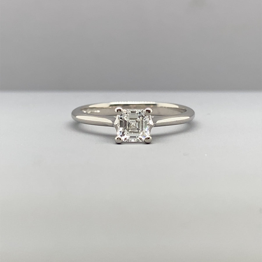 Platinum Single Stone Diamond Ring (c. 0.50ct) - Size J 1/2