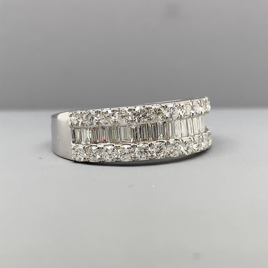 18ct White Gold Diamond Set Band Ring (c. 1.40ct) - Size Q 1/2