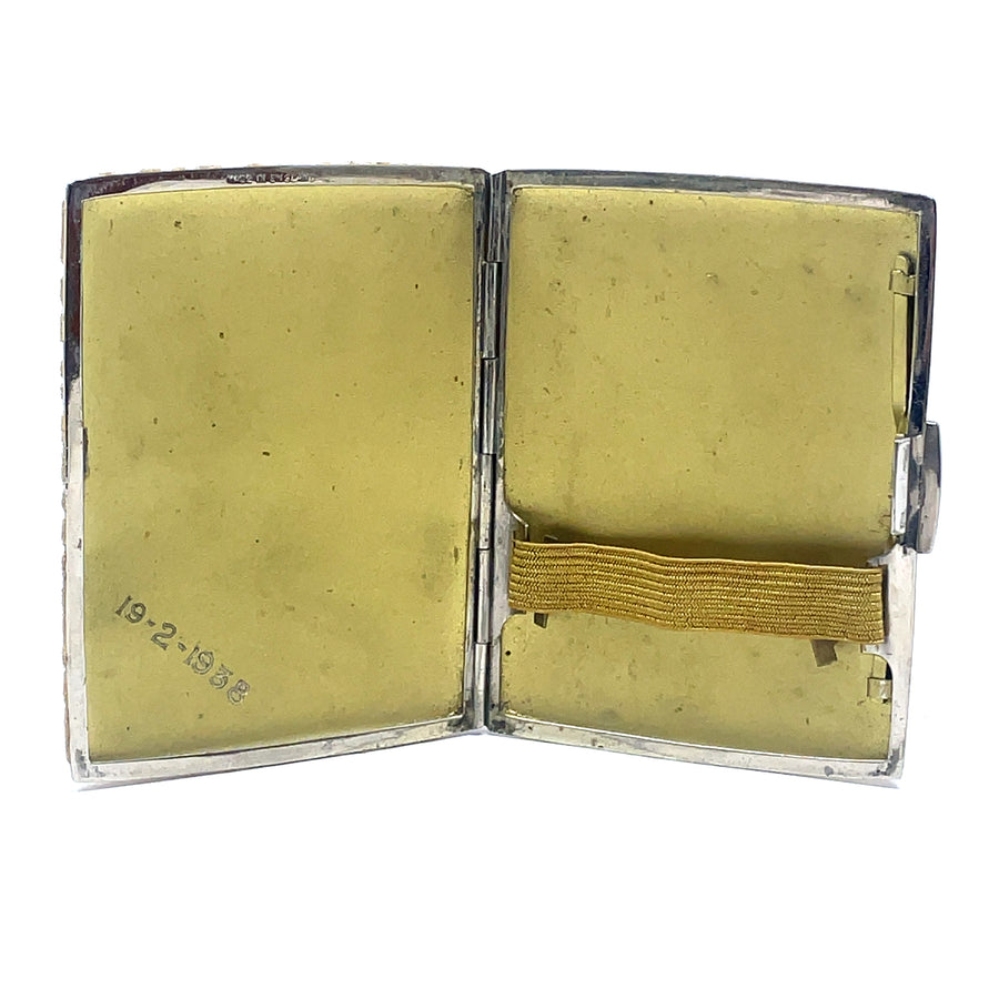 Pre-Owned Yellow Metal 1930's Cream and Blue Case