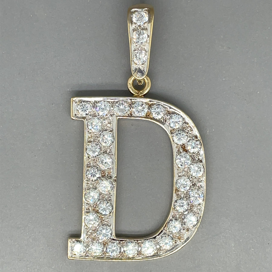 9ct Yellow Gold Cubic Zirconia Initial D Pendant