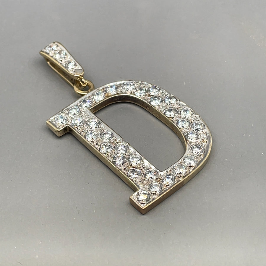 9ct Yellow Gold Cubic Zirconia Initial D Pendant