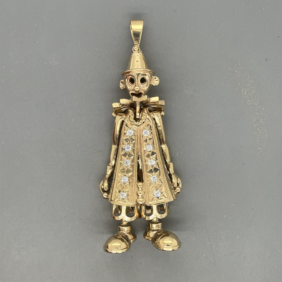 9ct Yellow Gold Cubic Zirconia Clown Pendant