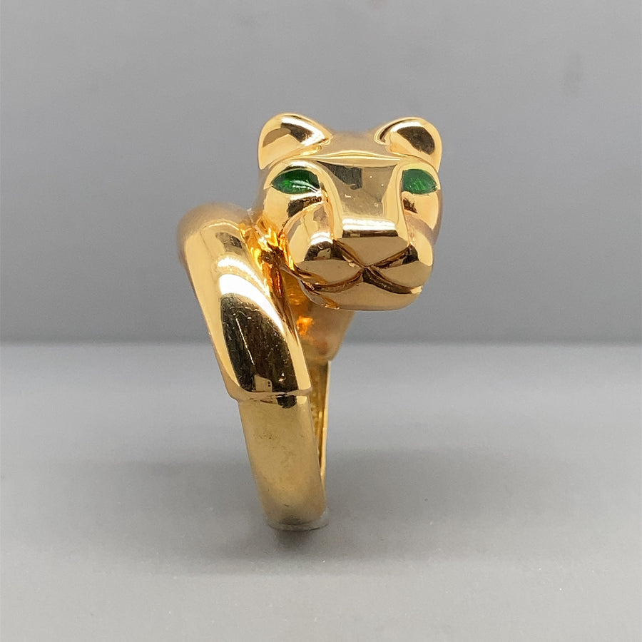 18ct Yellow Gold Fancy Cubic Zirconia Tiger Ring - Size P 1/2 (NEW!)