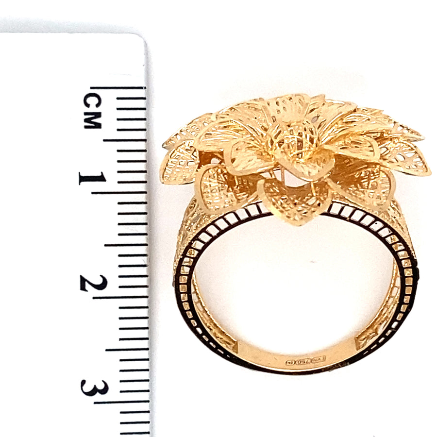 18ct Yellow Gold Fancy Flower Ring - Size Q (NEW!)