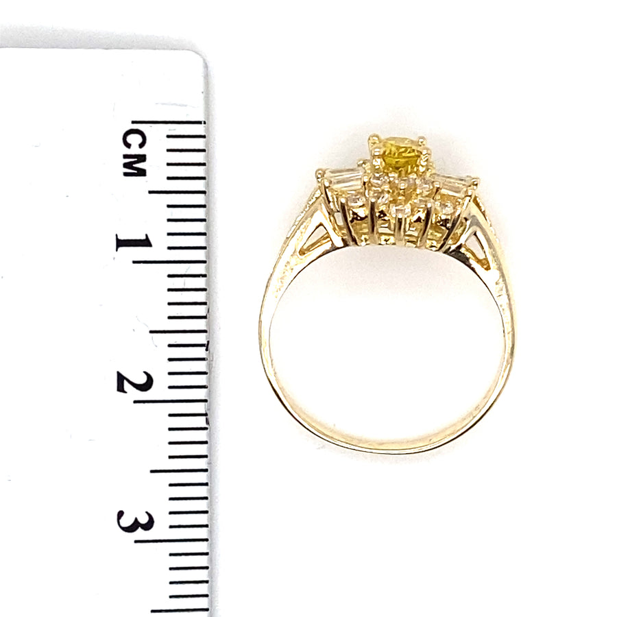14ct Yellow Gold Yellow and White Cubic Zirconia Cluster Ring - Size J