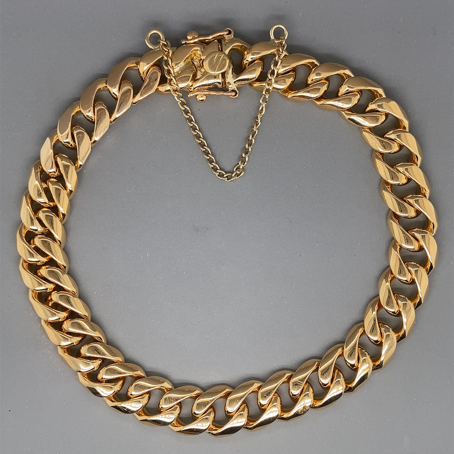14ct Yellow Gold Curb Bracelet with Safety Chain