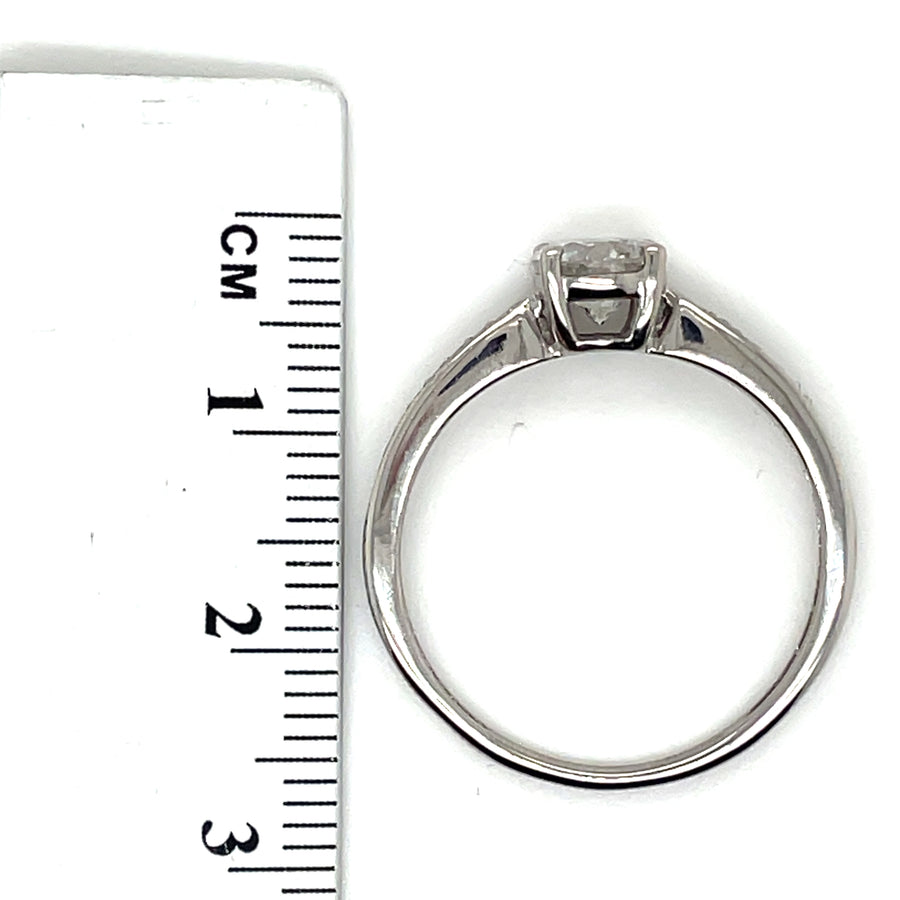 9ct White Gold Single Stone Diamond Ring and Diamond Shoulders (c. 1.00ct) - Size S