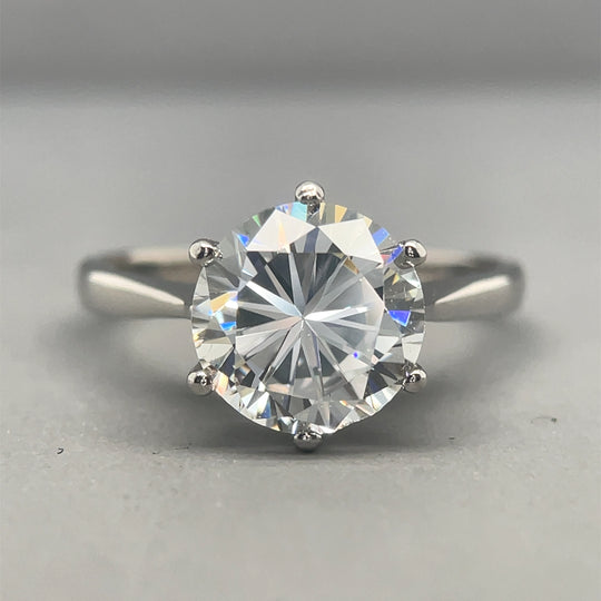 9ct White Gold Single Stone Cubic Zirconia Ring - Size O 1/2