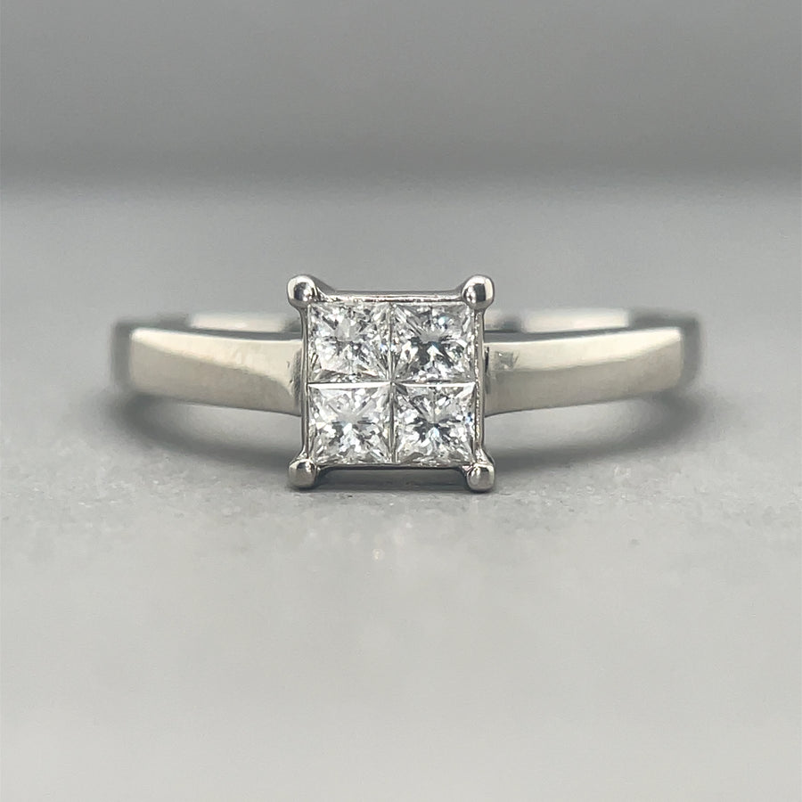 18ct White Gold Four Stone Diamond Ring (c. 0.30ct) - Size L