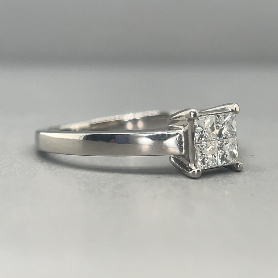 18ct White Gold Four Stone Diamond Ring (c. 0.30ct) - Size L