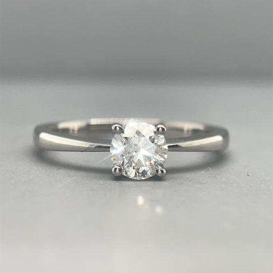 9ct White Gold Single Stone Diamond Ring (c. 0.50ct) - Size M