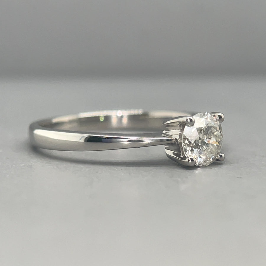 9ct White Gold Single Stone Diamond Ring (c. 0.50ct) - Size M