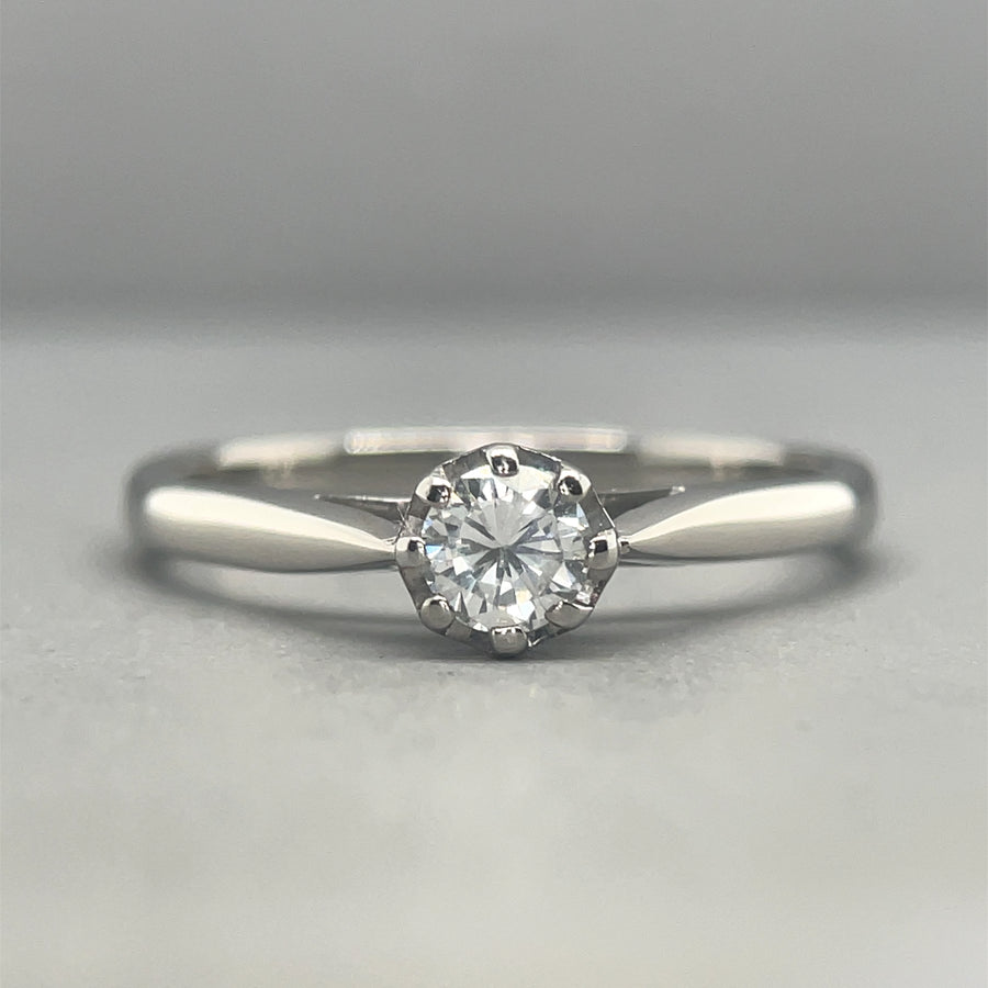 9ct White Gold Single Stone Diamond Ring (c. 0.25ct) - Size O