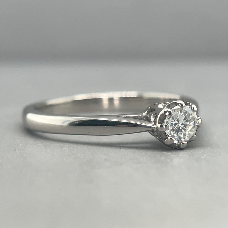 9ct White Gold Single Stone Diamond Ring (c. 0.25ct) - Size O