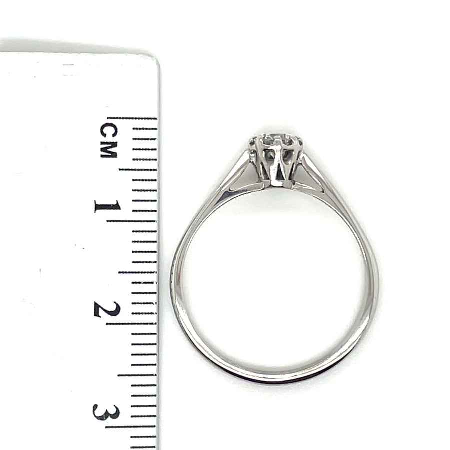 9ct White Gold Single Stone Diamond Ring (c. 0.25ct) - Size O