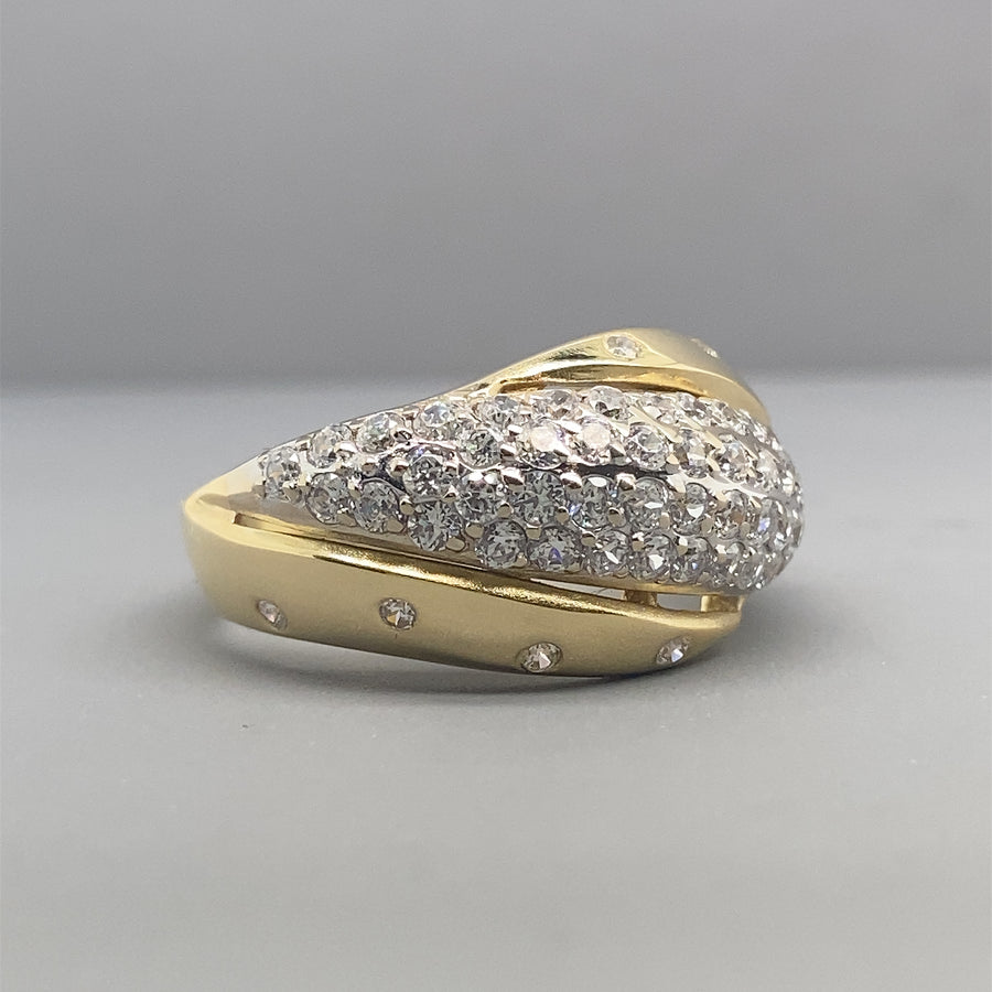 14ct Yellow Gold Cubic Zirconia Ring - Size Q