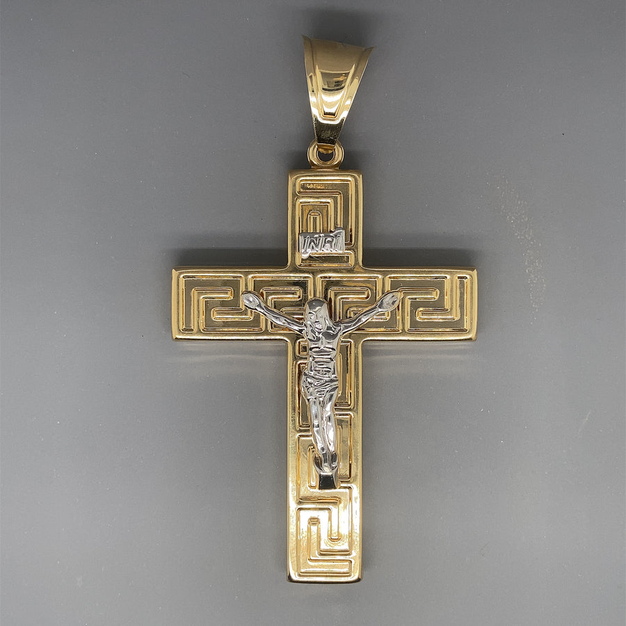 14ct Bi-Colour Crucifix Pendant