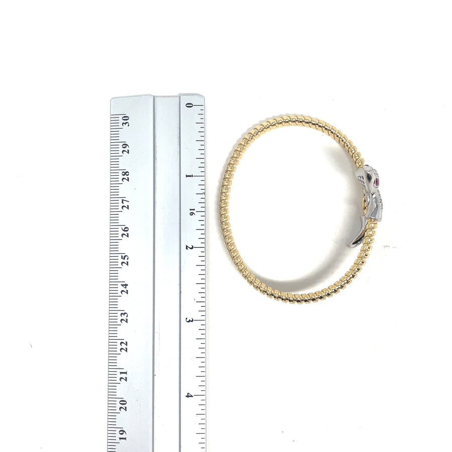 Gold Plated Sterling Silver Cubic Zirconia Snake Bangle (NEW!)