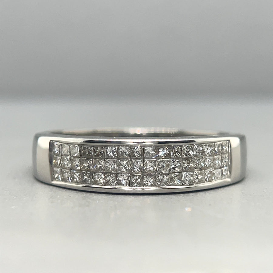 18ct White Gold Diamond Set Band Ring (c. 0.50ct) - Size N