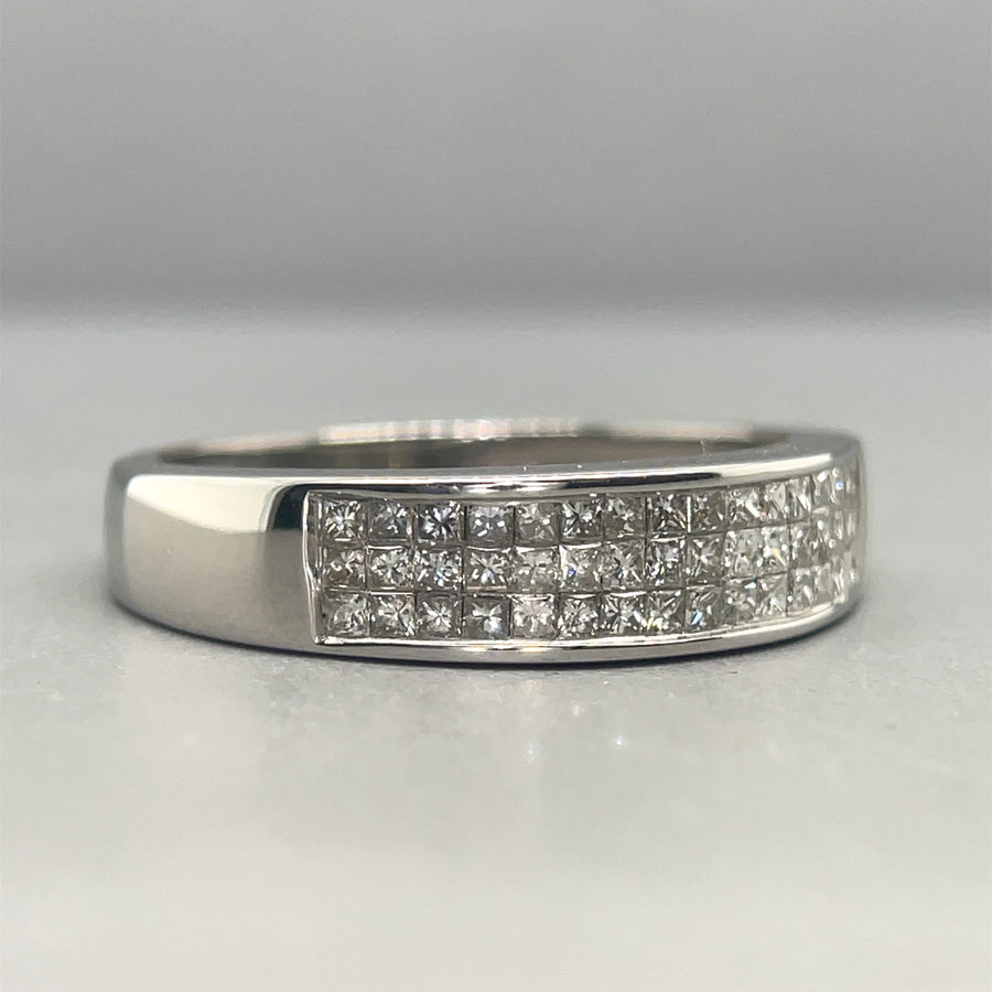 18ct White Gold Diamond Set Band Ring (c. 0.50ct) - Size N