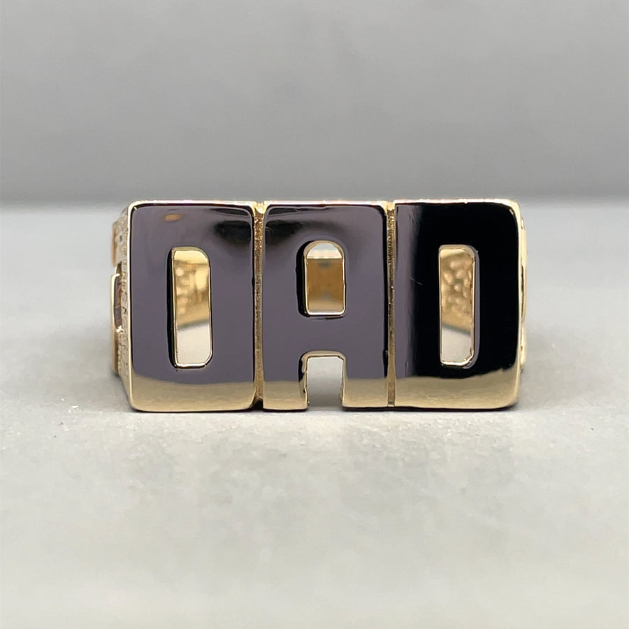 9ct Yellow Gold Dad Ring - Size W